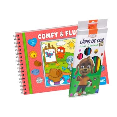 Imagem de Comfy & Fluffy Livro de Colorir Adulto Vermelho - Bold Easy - 22x16cm A5 - Capa Dura Espiral - 96 Folhas 48 Ilustrações com Lápis de Cor 12 Cores BRW - Relaxamento, Criatividade e Diversão para Adultos e Crianças - Seu Hobby predileto