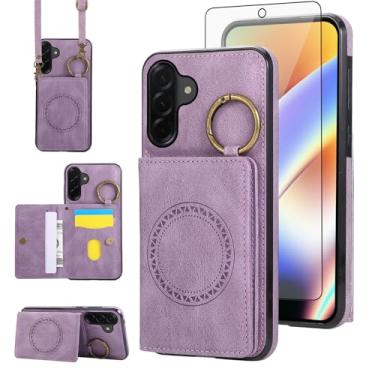 Imagem de Asuwish Capa carteira compatível com Samsung Galaxy A56 5G e protetor de tela, alça de ombro transversal, fivela anel, suporte de cartão, suporte magnético para carro, capa para celular para A 56 56A