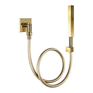 Imagem de Ducha Manual Com Joelho 90° Docol Square 1834743 Ouro Polido