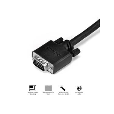 Imagem de Cabo De Vídeo Vga 15 Pinos Macho Para Vga 15 Pinos Macho 28awg Puro Co
