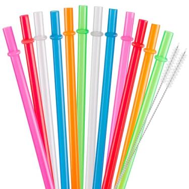 Imagem de Snowfall Pacote com 12 canudos de plástico com anel de laço para copo Stanley (Cor pura, 1,134 g)