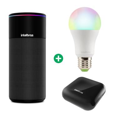 Imagem de Kit Casa Inteligente Speaker + Lâmpada Smart EWS 410 + Controle Remoto MCR 1001 Intelbras