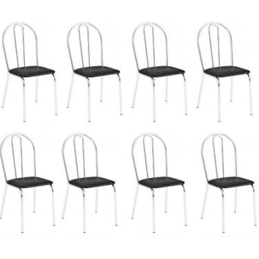 Imagem de Kit 8 Cadeiras Lisboa Cromada Para Cozinha Ou área Gourmet-assento Sin
