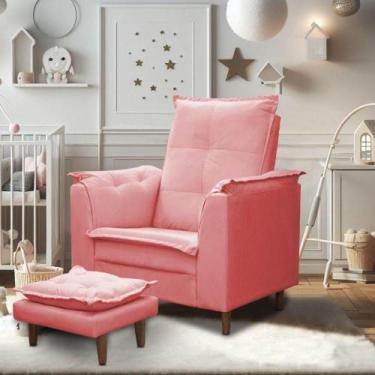 Imagem de Poltrona Maria Para Amamentação E Descanso Com Puff Confortável Suede 