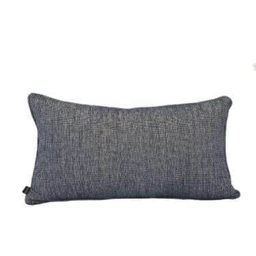 Imagem de Almofada em Linho Tramado Azul Marinho com Detalhe em Vivo Retangular