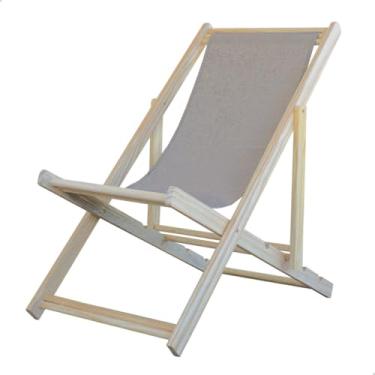 Imagem de Espreguiçadeira Dobrável em Madeira Maciça para Varanda – Reclinável, Sem Braço, Natural (Cinza)