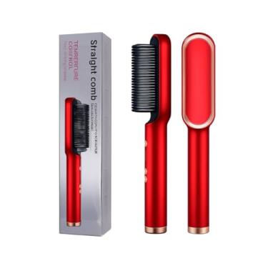 Imagem de HairLiss™ Pro Escova Alisadora Ânion (Vermelha) Bivolt, Lisos Rapidos de Salão - Brilho Exremo