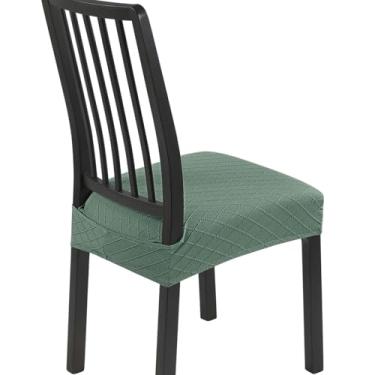 Imagem de SearchI Conjunto de 6 capas de assento elásticas para cadeiras de jantar, macias e removíveis e laváveis para cadeiras de jantar, capa protetora de assento de sala de jantar (parte traseira, verde