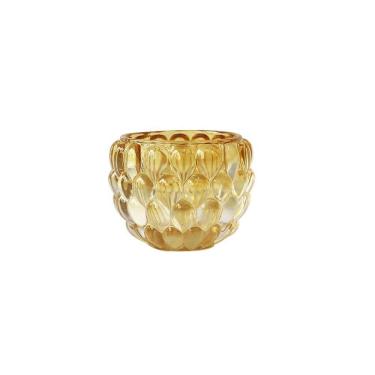 Imagem de Castiçal De Vidro Com Relevo Ambar 7cm