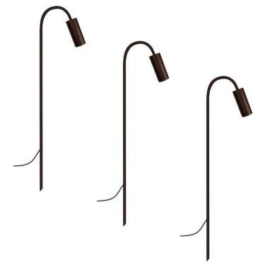 Imagem de Kit 3 Luminárias De Chão Balizador Espeto Jardim Marrom 80Cm