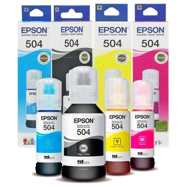 Imagem de Kit 4 Refil deTinta L4260 T504 Para Impressoras EcoTankL4150 L4160 L6161 L6191 L6171 L6270