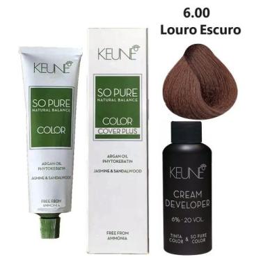 Imagem de Tinta Keune So Pure 6.00 Louro Escuro Cover Plus + Dev 20vol