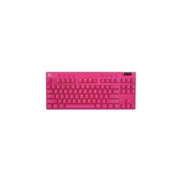 Imagem de Teclado Gamer Sem Fio Logitech G Pro X com design TKL, Layout US, RGB LIGHTSYNC e Switch Exclusivo GX Brown Tactile, Rosa Magenta- 920-012154