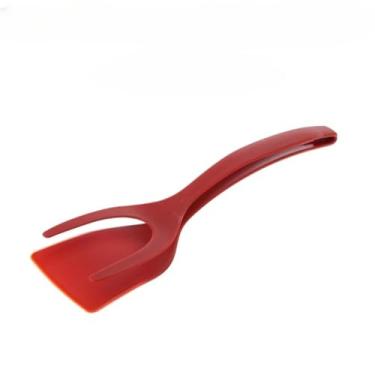Imagem de Utensílios para Cozinha: Espátula e Raspador de Nylon + Pinça Culinária Antiaderente - Para Ovos, Tapioca, Bife, Panqueca e Mais(2,Vermelho)