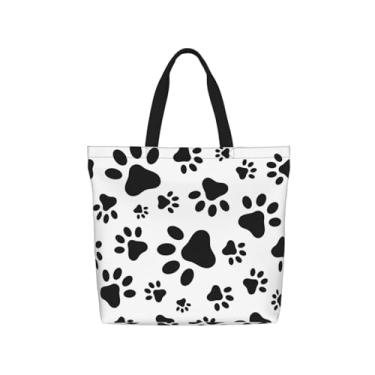 Imagem de Bolsa feminina grande com zíper e bolso com estampa de patas, bolsa de ombro reutilizável para compras, trabalho, academia, presentes perfeitos para mulheres