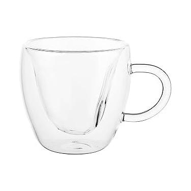 Imagem de 1 Copo de Vidro com Parede Dupla, 140ml, Alças Ergonômicas, Transparente