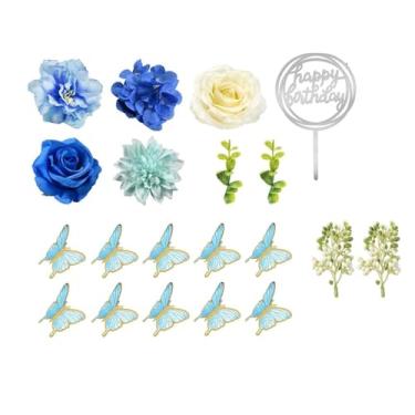 Imagem de oshhni 20x Topo de bolo de flores, lembrancinhas para chá de bebê, decorações multiuso para de festa de aniversário de meninos e meninas