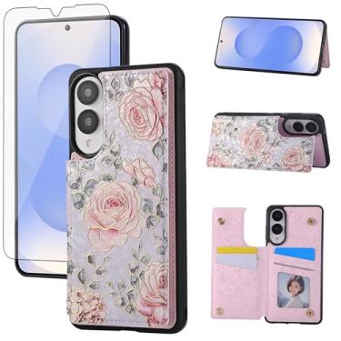 Imagem de Asuwish Capa de celular para Samsung Galaxy S25 Edge 5G carteira de celular com protetor de tela de vidro temperado flor porta-cartão suporte S25Edge 25S S 25 25Edge 6.66 2025 mulheres meninas rosa