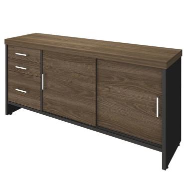 Imagem de Balcão para Escritório 160cm Tamburato A06 Marrom/Preto - Mpozenato