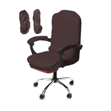 Imagem de NeColorLife Capa grande para cadeira de escritório com capa de apoio de braço – Capa leve e elástica para cadeiras de encosto alto com braço, lavável e antiderrapante, (tamanho grande, marrom escuro)