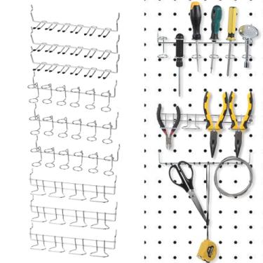 Imagem de JOUTYFOR 9 peças de suportes de chave de fenda para quadro de pegboard, porta-chaves organizadoras, suporte de alicate de aço inoxidável, ganchos utilitários, acessórios, prateleiras, expositores
