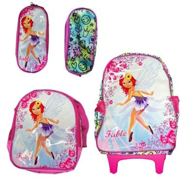 Imagem de Kit Mochila Com Rodinhas E Lancheira + Estojo Fada Falile