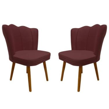 Imagem de Kit 2 Cadeiras Pétala Decorativa Tecido Veludo Pés Palito - Bela Móvei