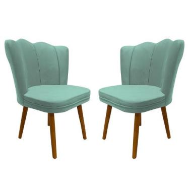 Imagem de Kit 2 Cadeiras Pétala Decorativa Tecido Veludo Pés Palito - Bela Móvei