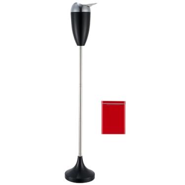 Imagem de CO-Z Cinzeiro ajustável, cinzeiro de pé 2 em 1 para uso interno de pátio externo com mastro extensível, 51-89 cm, eliminação de pontas de cigarro de mesa à prova de vento, suporte de cinzas coberto