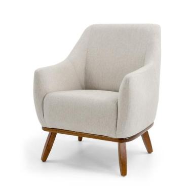 Imagem de Poltrona Tecido Linho Base Madeira Paloma - Domi