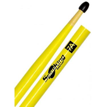 Imagem de Baqueta Spanking Linha Luminosa 7A Clássica Amarela Fluorescente com Ponta de Nylon 4120AM