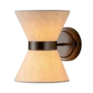 Imagem de Luminária de parede retrô moderna com abajur de tecido de linho em formato de ampulheta, luminária de parede preta rústica Wabi Sabi Art Wall Sconces G9 Luminária de decoração de casa em est