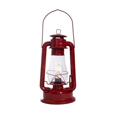 Imagem de Luminária de mesa elétrica para quartos para dar a você o visual perfeito de fazenda grande de 40,64 cm de altura com vidro grande e regulador de cordão em linha e lâmpada vintage estilo Edison - acabamento vermelho rústico