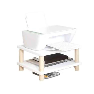 Imagem de Suporte de impressão pequeno rack de madeira para uso doméstico rack de armazenamento de impressora base de mesa suporte de aumento de altura rack decoração de mesa
