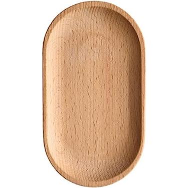 Imagem de Bandeja de mesa de cama de madeira de faia bandeja de chá prato de mesa de servir lanches prato de armazenamento de alimentos frutas sobremesa bolo lanche tigelas decoração de casa bandeja de