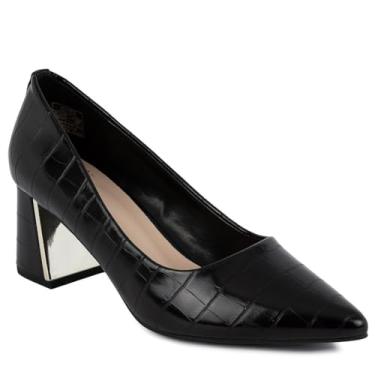Imagem de Jones New York Sapatos femininos de salto bloco – bico fino sem cadarço para escritório, festa e uso formal, Croco-canal preto, 40