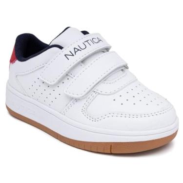 Imagem de Nautica Tênis infantil casual, com alças ajustáveis (bebês/crianças pequenas), Gum-stafford branco e vermelho, 20 BR