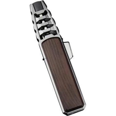 Imagem de moobee Isqueiro De Maçarico De Butano, Isqueiro Reto À Prova De Vento Com Chama Azul, Isqueiro De Jato De Turbina, Isqueiro De Cozinha Recarregável Com Trava De Segurança Para Churrasco, Cozimento (