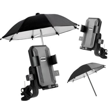 Imagem de Suporte Celular Guarda Chuva Moto Bike Motocicleta Bicicleta Protege Chuvisco Respingos Sol Piloto Motoboy Ciclista