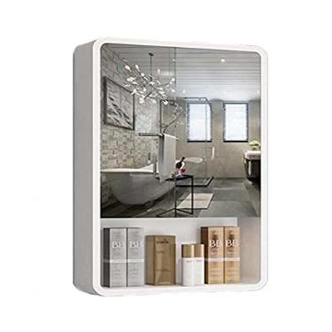 Imagem de Armário de espelho de banheiro com armazenamento de prateleiras, espelho montado na parede, tipo de parede adequado para banheiro, banheiro, banheiro, estilo simples (tamanho: 60 cm/23,6 polegadas)