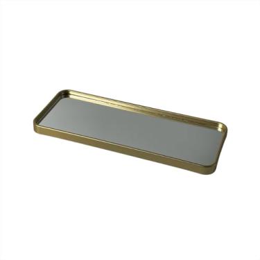 Imagem de Bandejas Espelhadas Retangulo Multiuso Decoração Enfeite Dourado