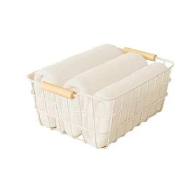 Imagem de Cesto Organizador Fruteira Multiuso Utensílios Quarto Cozinha Lavanderia 25x17/ 31,5x21/37x22,6cm(BRANCO G 37X22,6 CM)