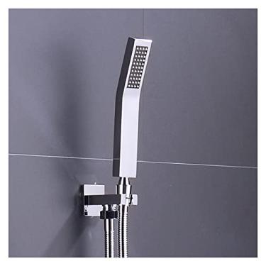 Imagem de WYUYIWH Cabeça de chuveiro de mão fina conector montado na parede latão cromado cabeças de chuveiro portáteis economizadoras de água (cor: apenas chuveiro de mão) (conjunto de chuveiro inteiro)