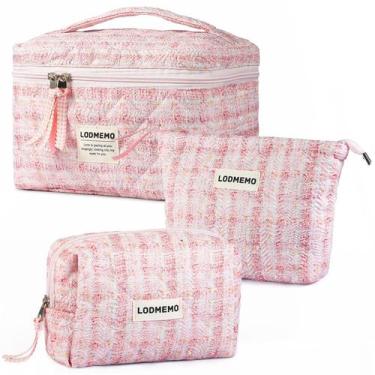 Imagem de Conjunto de bolsas de maquiagem Lodmemo de algodão acolchoado, 3 peças