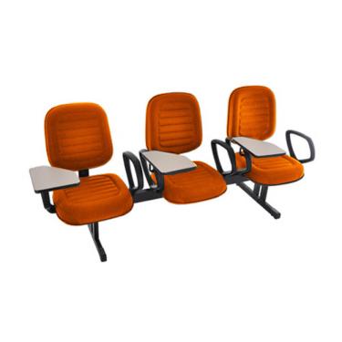 Imagem de Cadeira Escolar Universitária em Longarina com prancheta para Escolas e Faculdades Linha Blenda Laranja