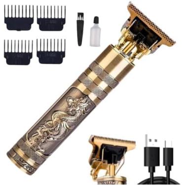 Imagem de Máquina de Barbear e Cortar Cabelo Sem Fio, Recarregável, Alta Potência, Lâminas de Aço Inoxidável, Design Dragão, Aparador Multifuncional + Aparador de Pelos Nariz