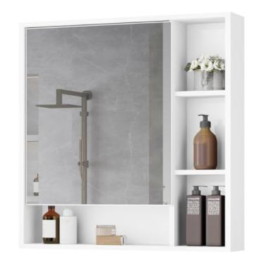 Imagem de Armário Banheiro De Parede 1 Porta Com Espelho Selene Casa JD (Branco)