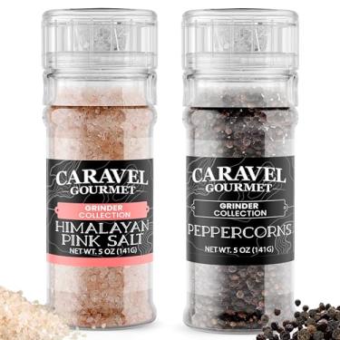 Imagem de Conjunto de moedor de pimenta preta e sal rosa do Himalaia para temperos, acabamento e culinária – Moedor manual de sal e pimenta de 142 g para moagem fina e grossa – Caravel Gourmet