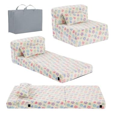 Imagem de Tiita Sofá-cama dobrável, colchão de chão para crianças, colchão dobrável triplamente brilhante, sofá dobrável, futon, cadeira dobrável, colchão infantil, cama dobrável para sala de jogos, flor