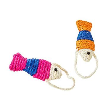 Imagem de Acouto Arranhador de Gato Em Formato de Peixe - Almofada Interativa de Corda de Sisal para Gatos e Gatinhos - Brinquedo Divertido para Brincar Em Ambientes Internos